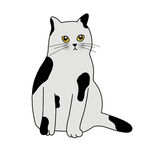 卡通手绘黑白相间猫咪矢量免抠