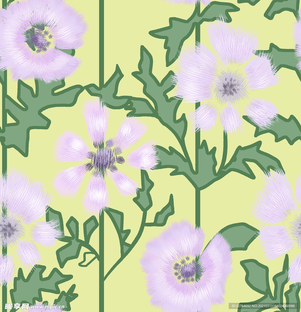 手绘花 数码印花