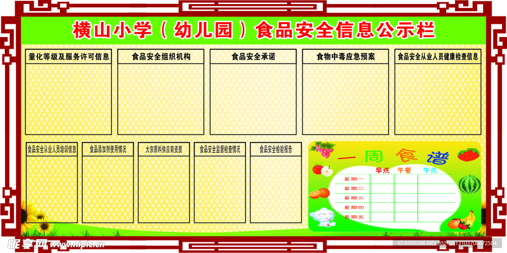 小学食品安全信息公示栏