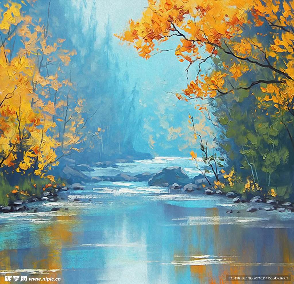 油画山水装饰画背景墙