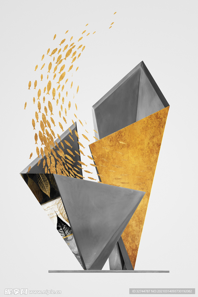 金箔几何装饰画