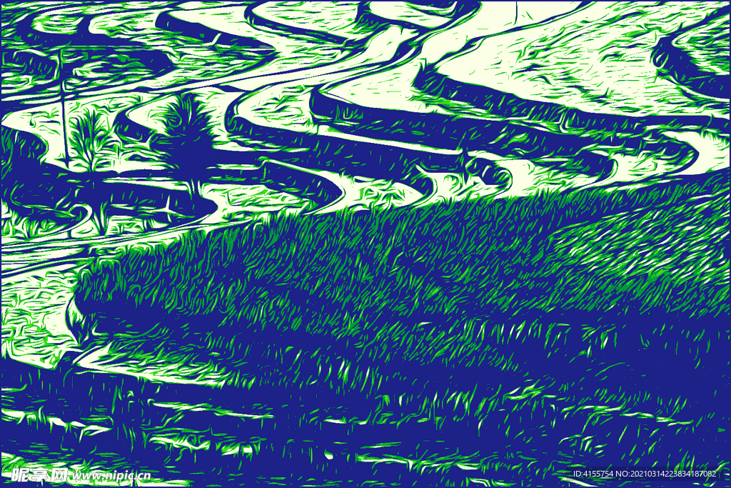 梯田矢量装饰画