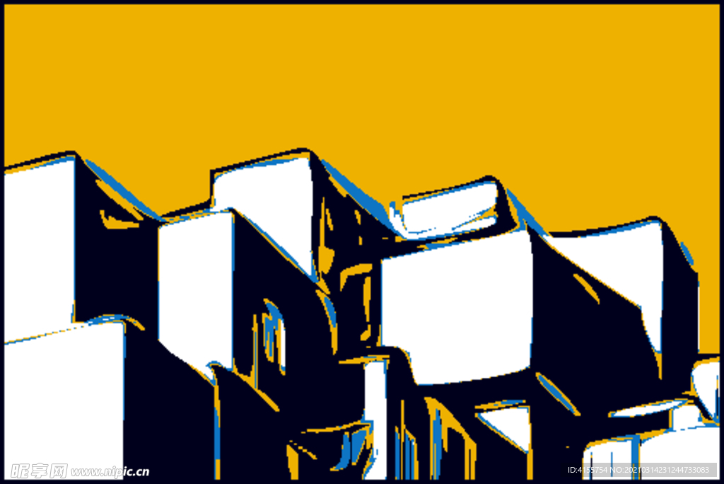 矢量建筑装饰画