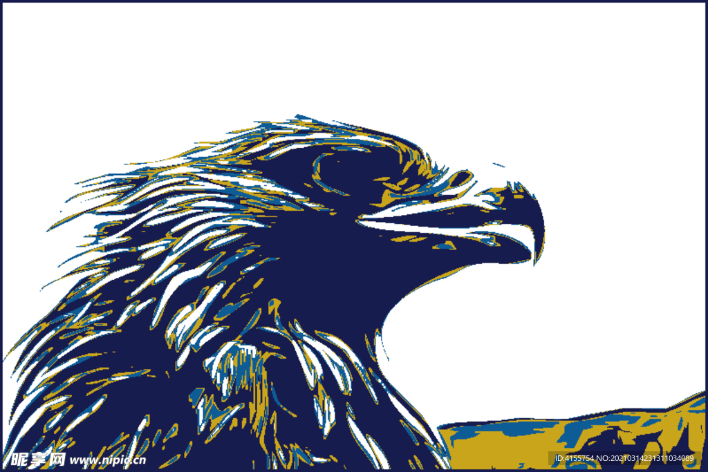 矢量雄鹰版画装饰画