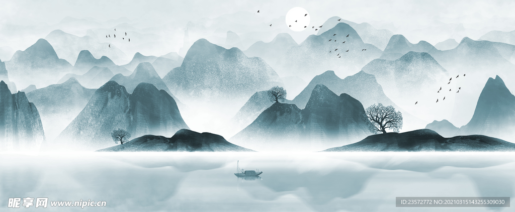 山水风光水墨画