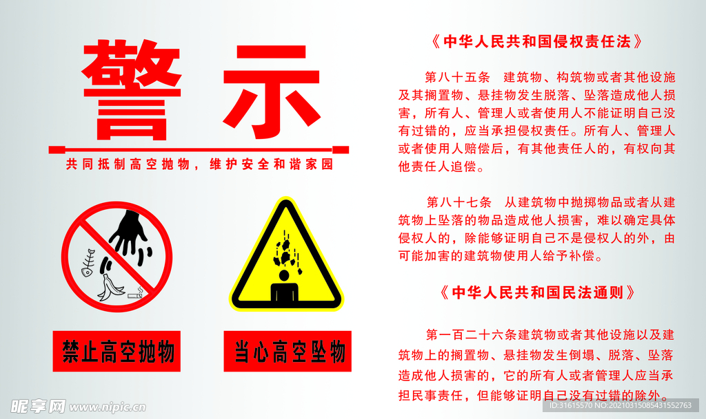 高空抛物警示牌