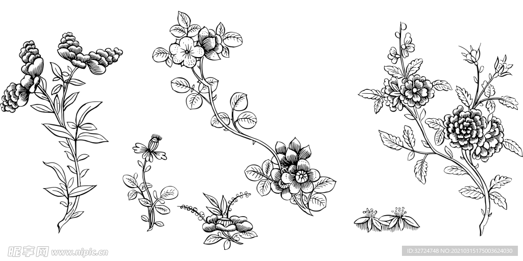 线描花