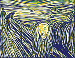 矢量呐喊版画风格油画