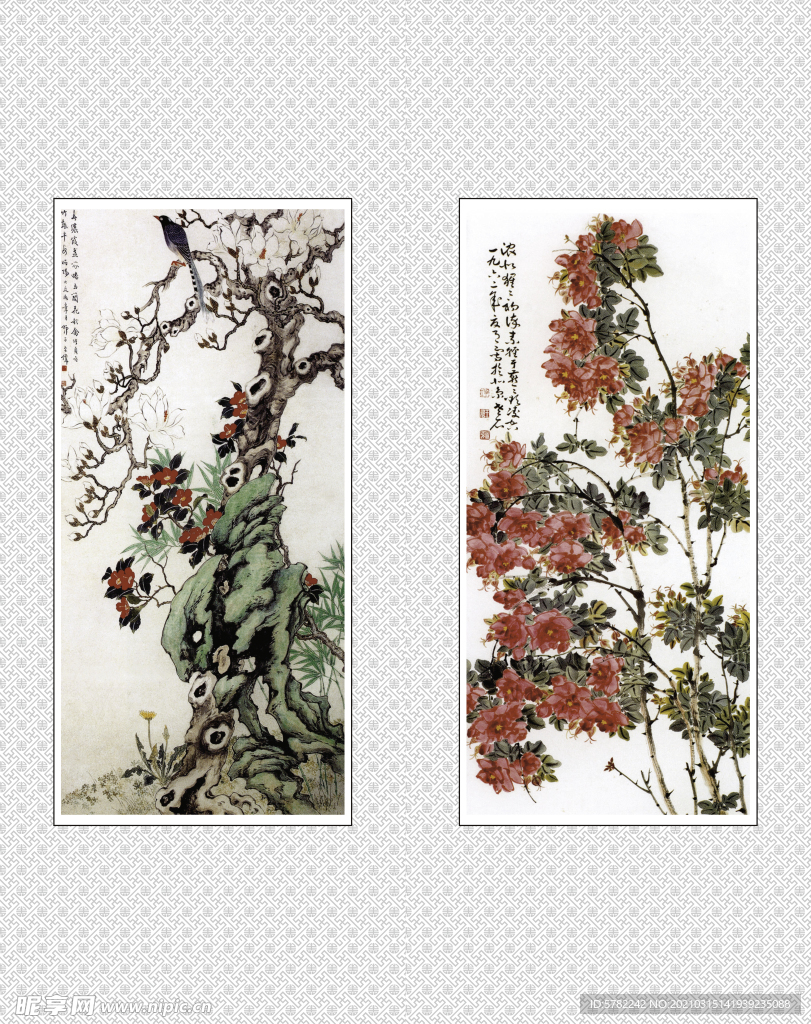 茶花国画