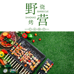 简约烧烤野营宣传海报