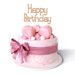 粉色蝴蝶结马卡龙生日蛋糕
