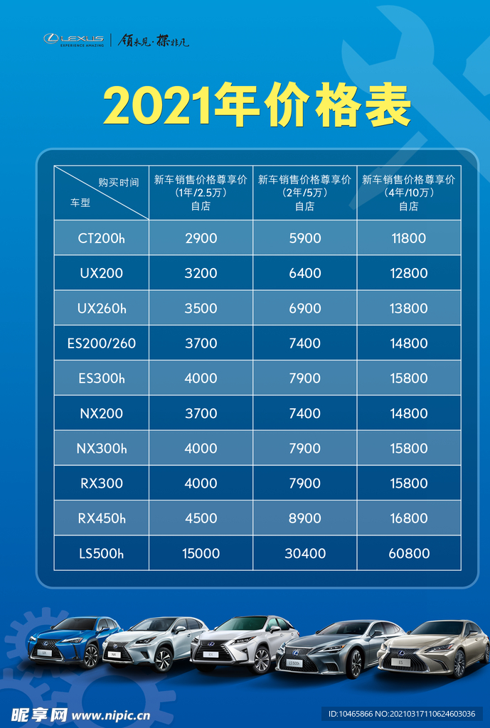 雷克萨斯延保最新价格表