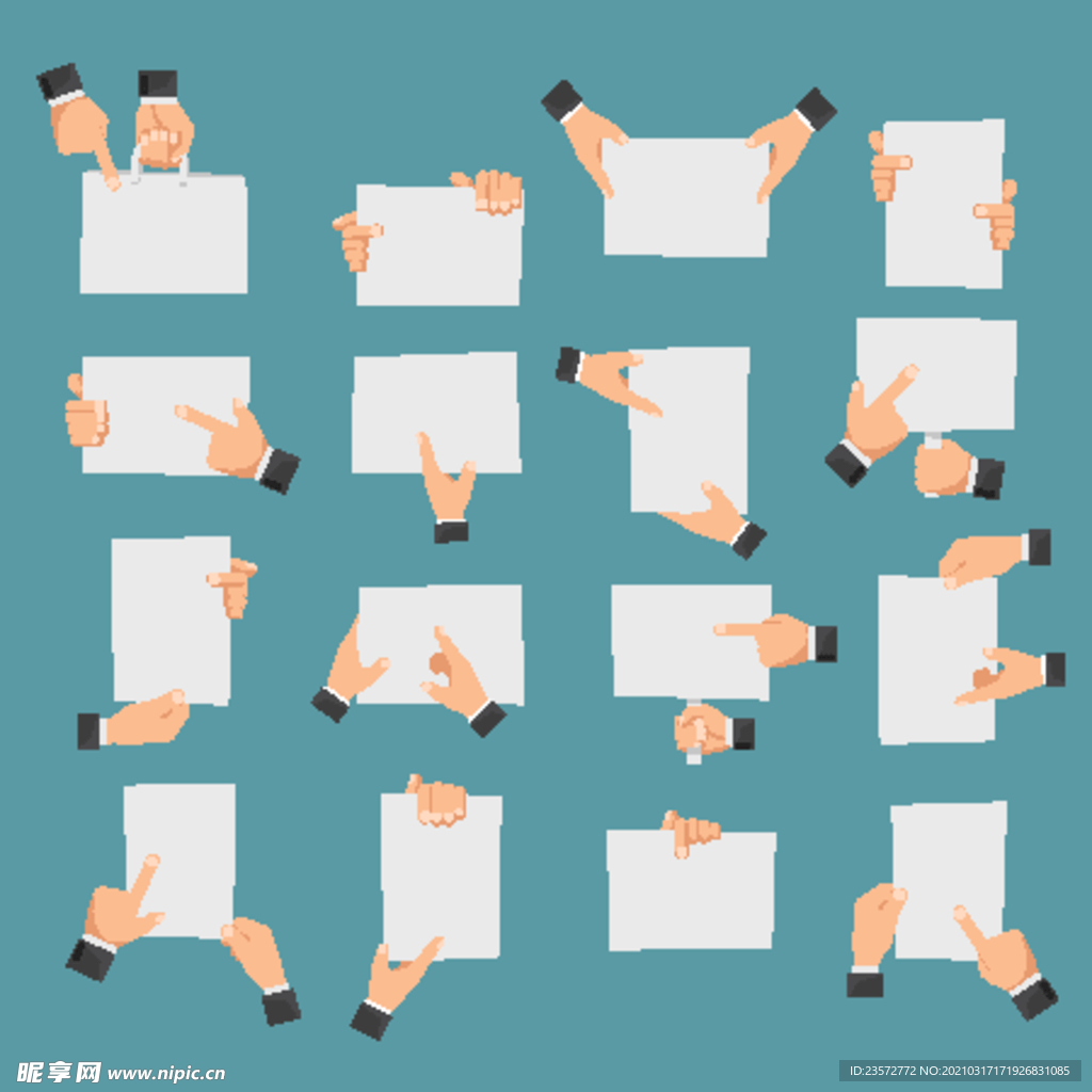 手拿空纸片矢量