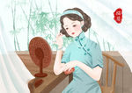 中国旗袍插画