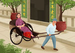 中国旗袍插画