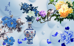 富贵平安青花瓷背景墙