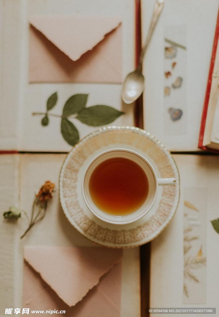 红茶下午茶饮品休闲背景素材