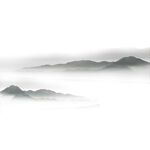 中国风水墨画远山流水云山雾罩