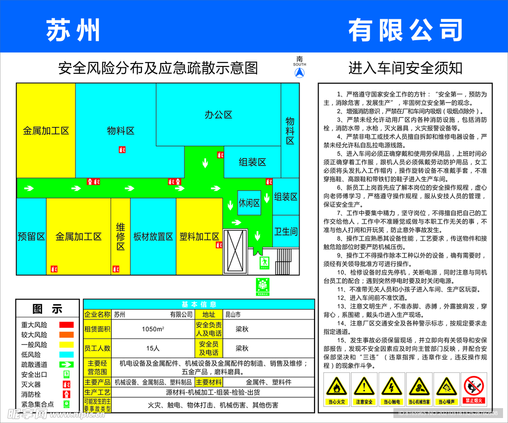 风险分布及应急疏散图安全须知