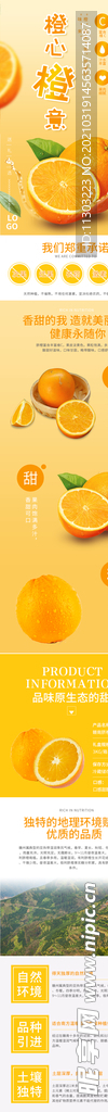 简约橙黄色水果脐橙礼盒详情描述