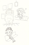 手绘卡通多个漫画铅笔线稿