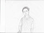 手绘女生微笑漫画铅笔线稿
