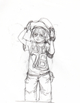 戴帽子可爱小男孩漫画铅笔线稿