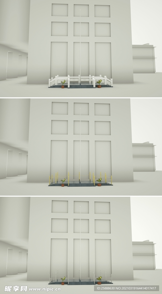 C4D中式旗台设计3D效果图