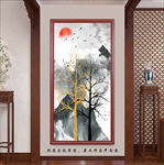 新中式水墨山水玄关画