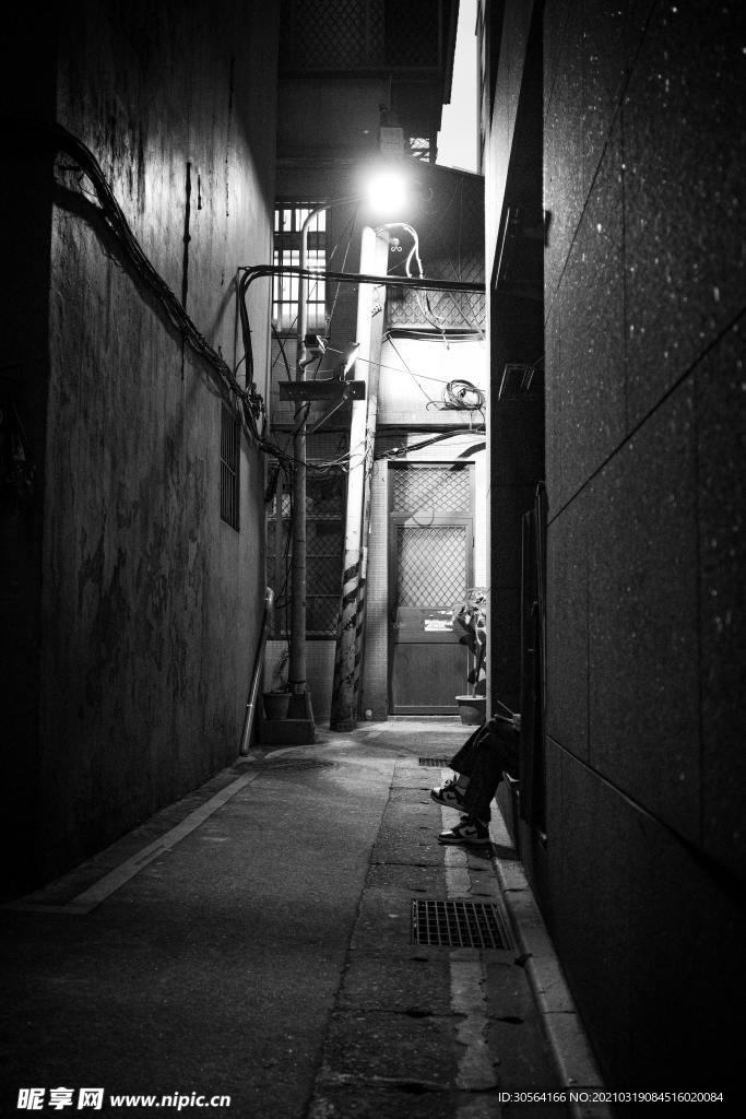 小巷街道城市建筑背景素材