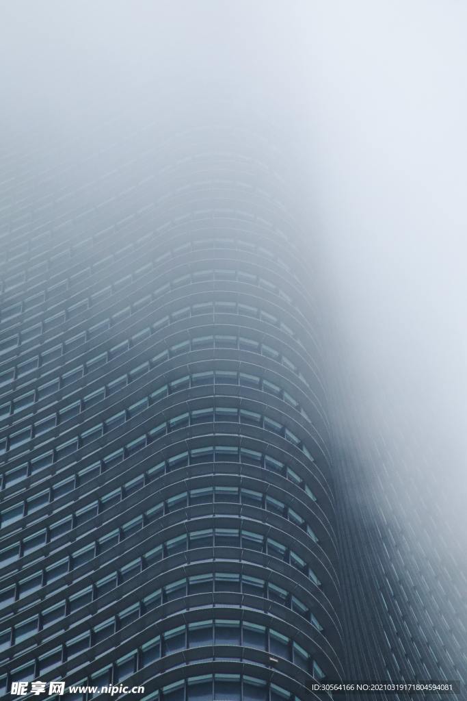 城市建筑大楼云雾背景素材