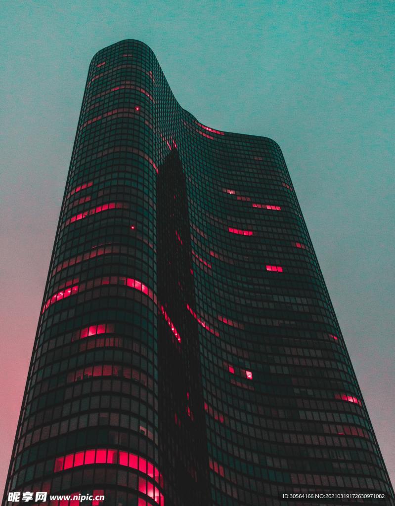 城市建筑大楼夜晚背景素材