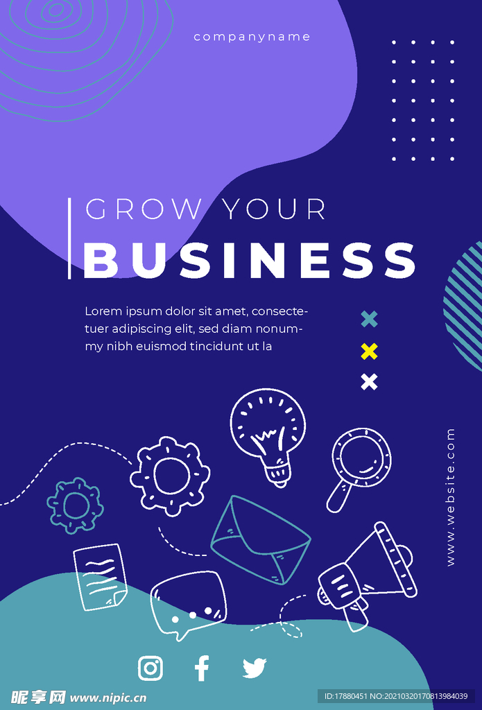 彩色涂鸦商务传单