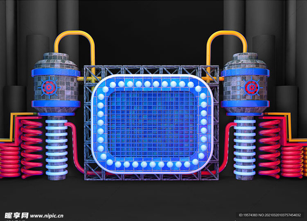 C4D模型黑色风格电商立体场景