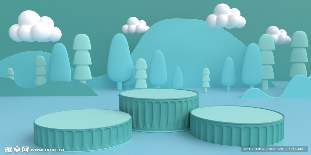 清新可爱c4d背景图片简约海报