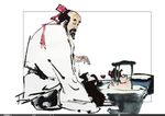 水墨煮茶老人