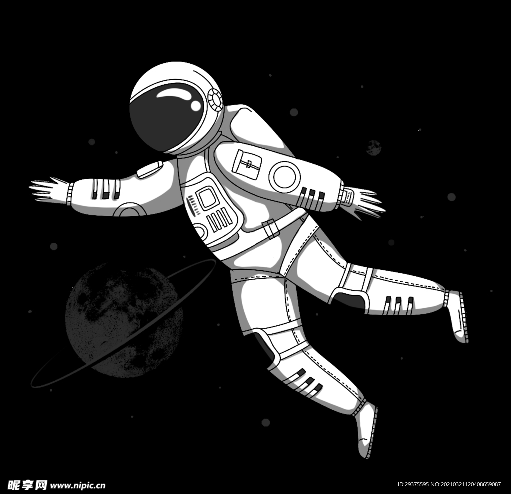 卡通航天宇航员宇宙手绘插画图片