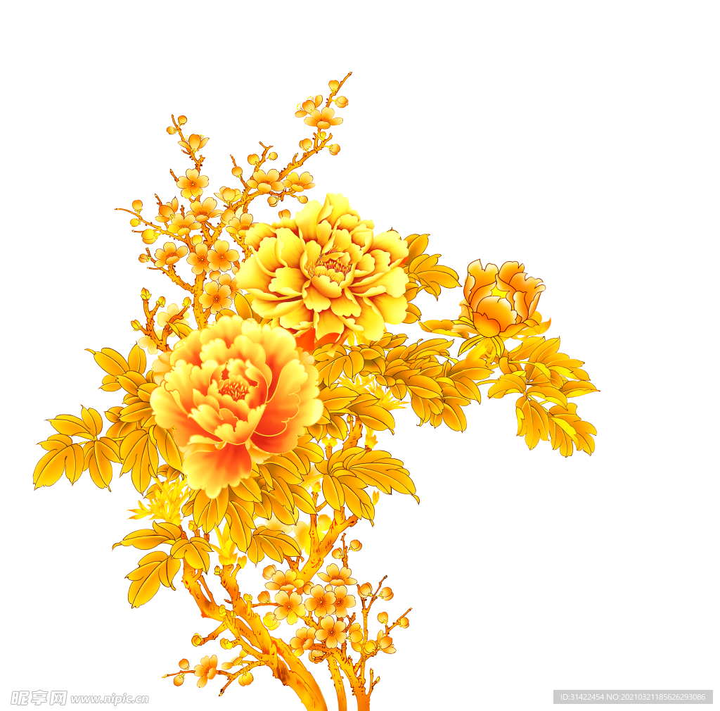 牡丹花 花素材 花朵 大花 叶