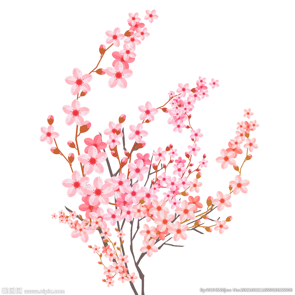 卡通装饰樱花植物元素