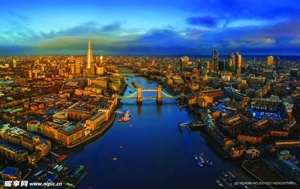 无人机远景航拍英国伦敦摄影