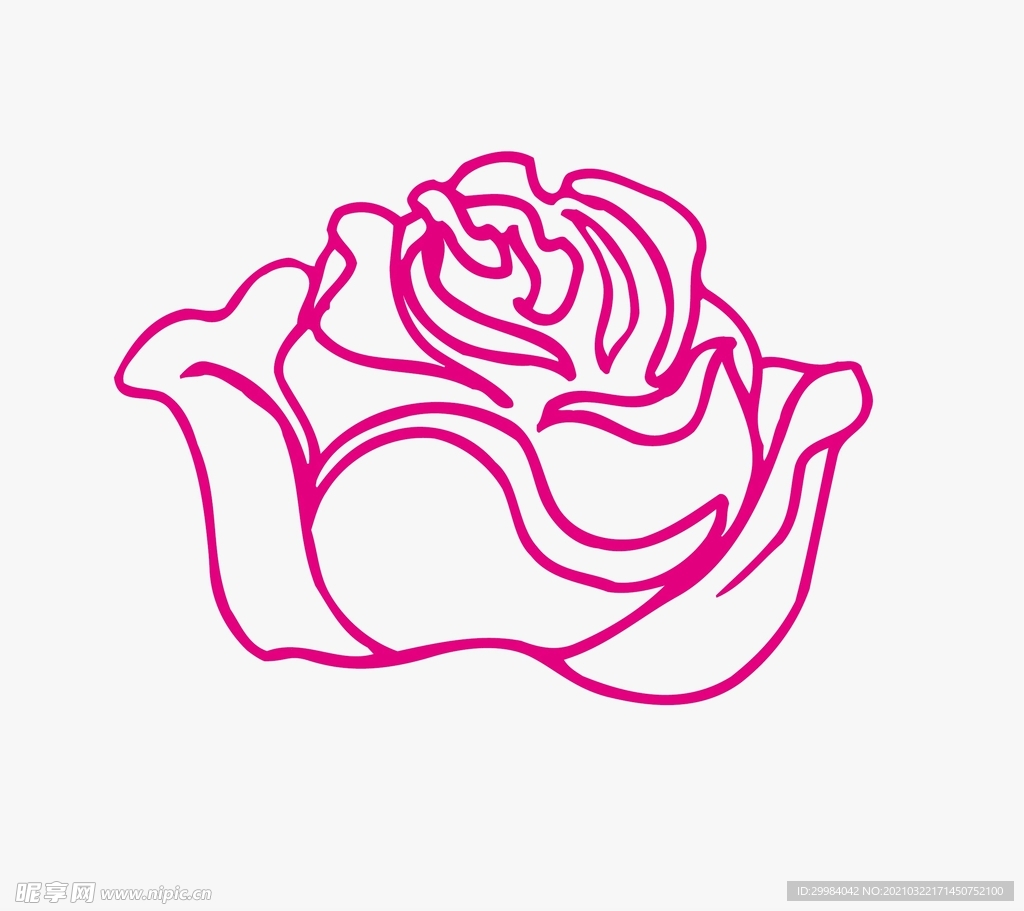 玫瑰花剪纸 线条矢量图