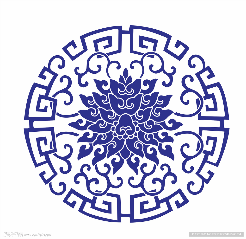 团纹青花