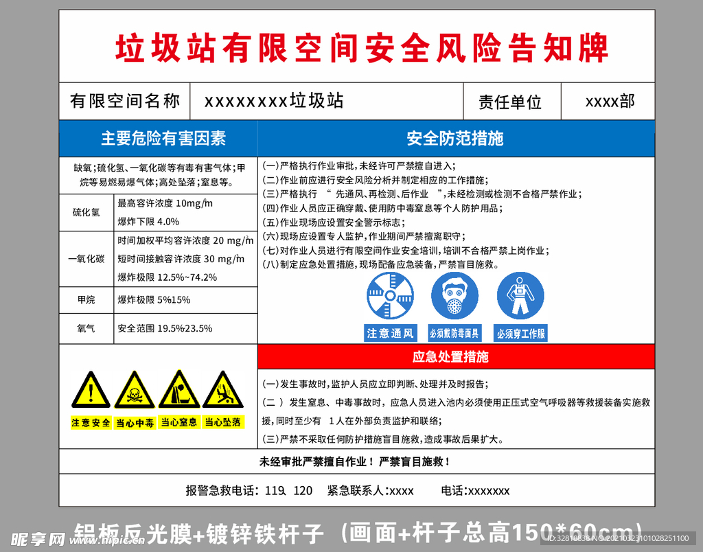 垃圾站有限空间安全风险告知牌