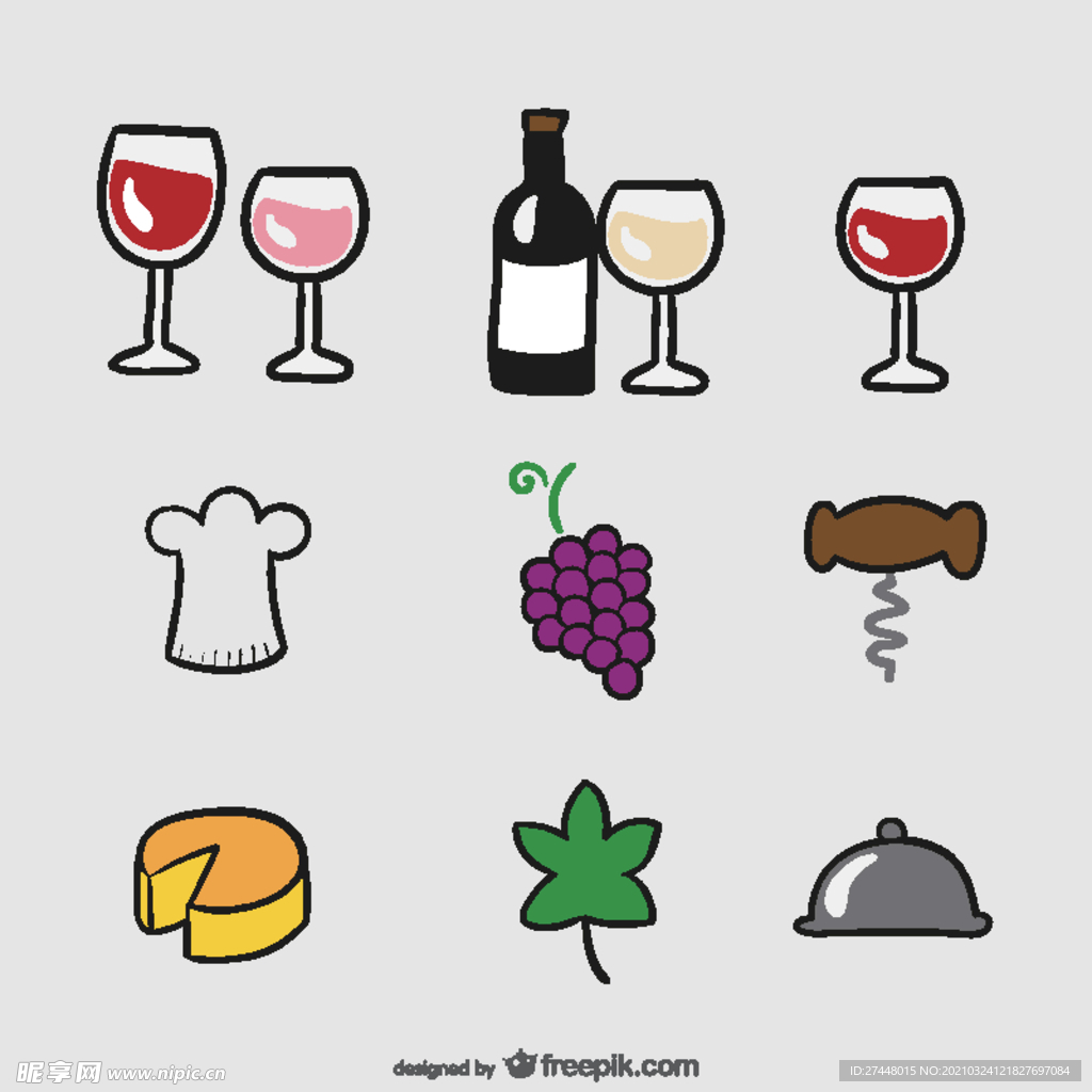 葡萄酒元素图标