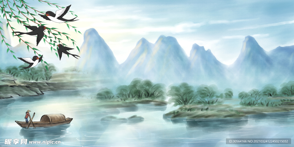 山水复古传统背景素材