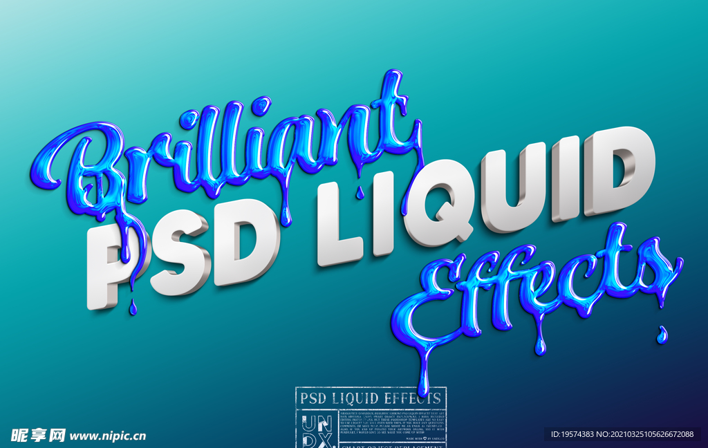 字体 样式3D液体艺术样机