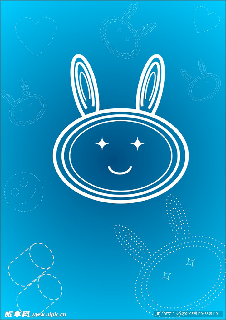 矢量兔子卡通可爱兔子蓝色背景兔