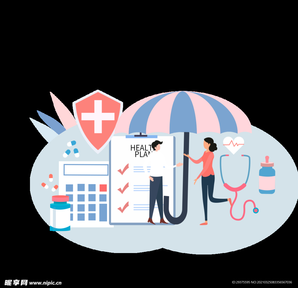 医疗健康医生护士场景元素插画
