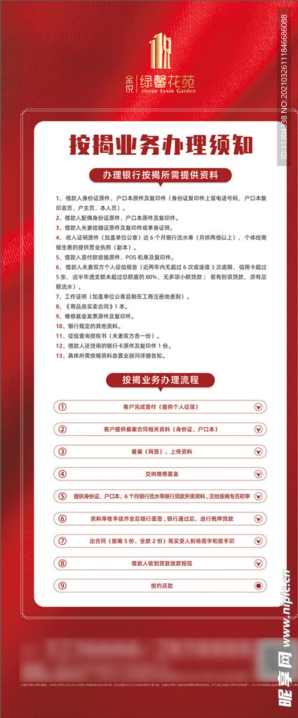 房地产项目按揭业务办理相关展架