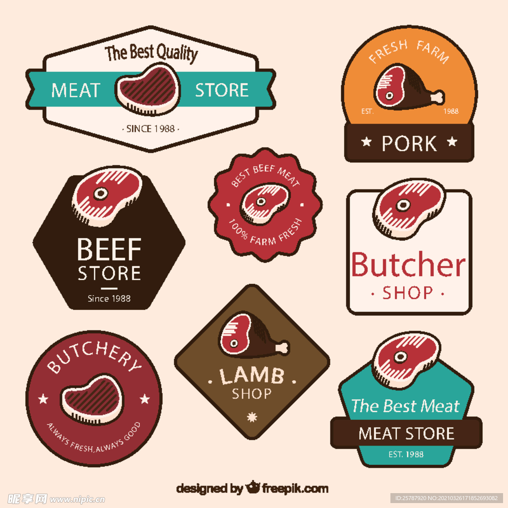 肉制品标签矢量